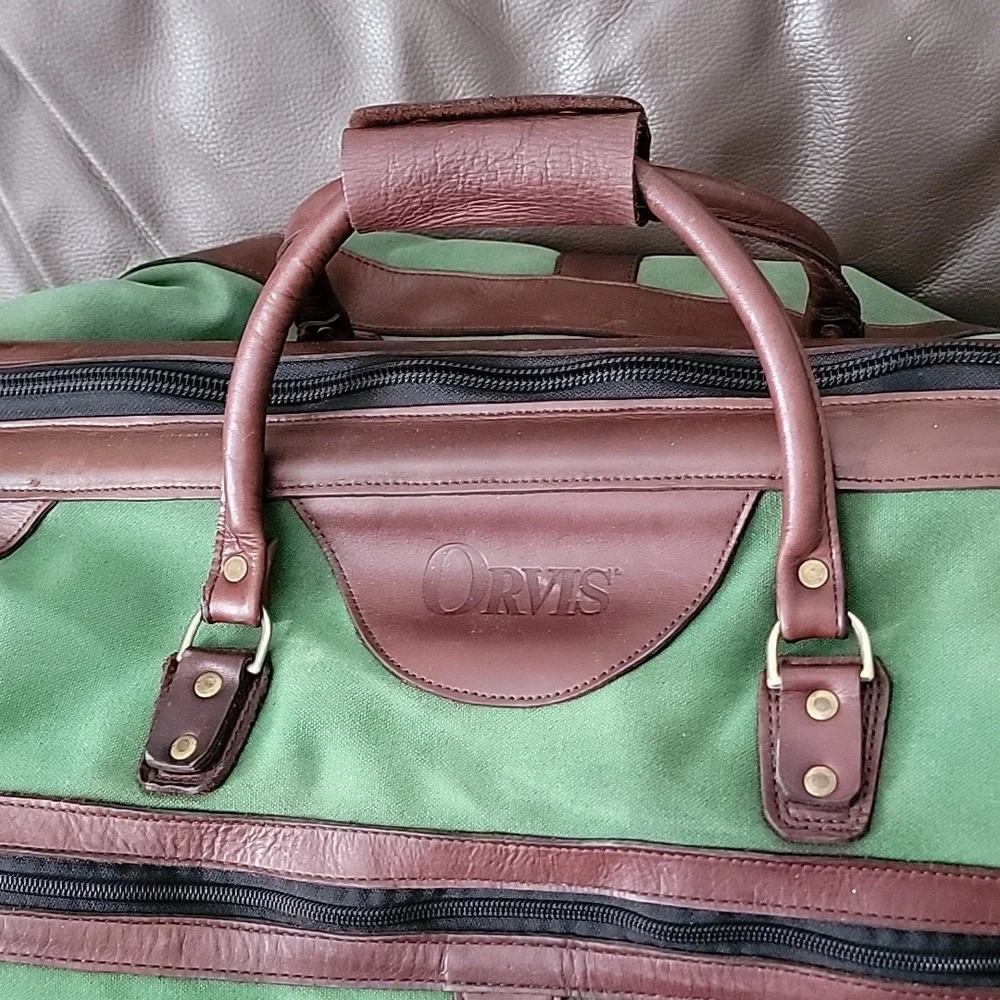 Orvis Vintage Duffle Bag Canvas and Leather Made In USA